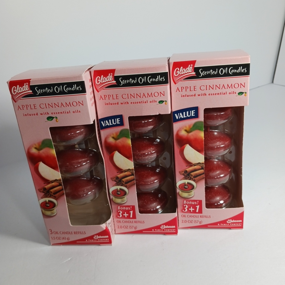 Glade Scented Oil Candles Refills Lot of 3 Apple Cinnamon NOS 2008/2009